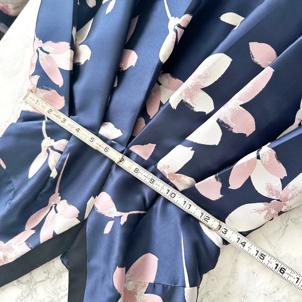1901 Jacquard Navy Floral Fit Flare Sleeveless Formal Party Dress Women's Size 2 - Picture 6 of 13